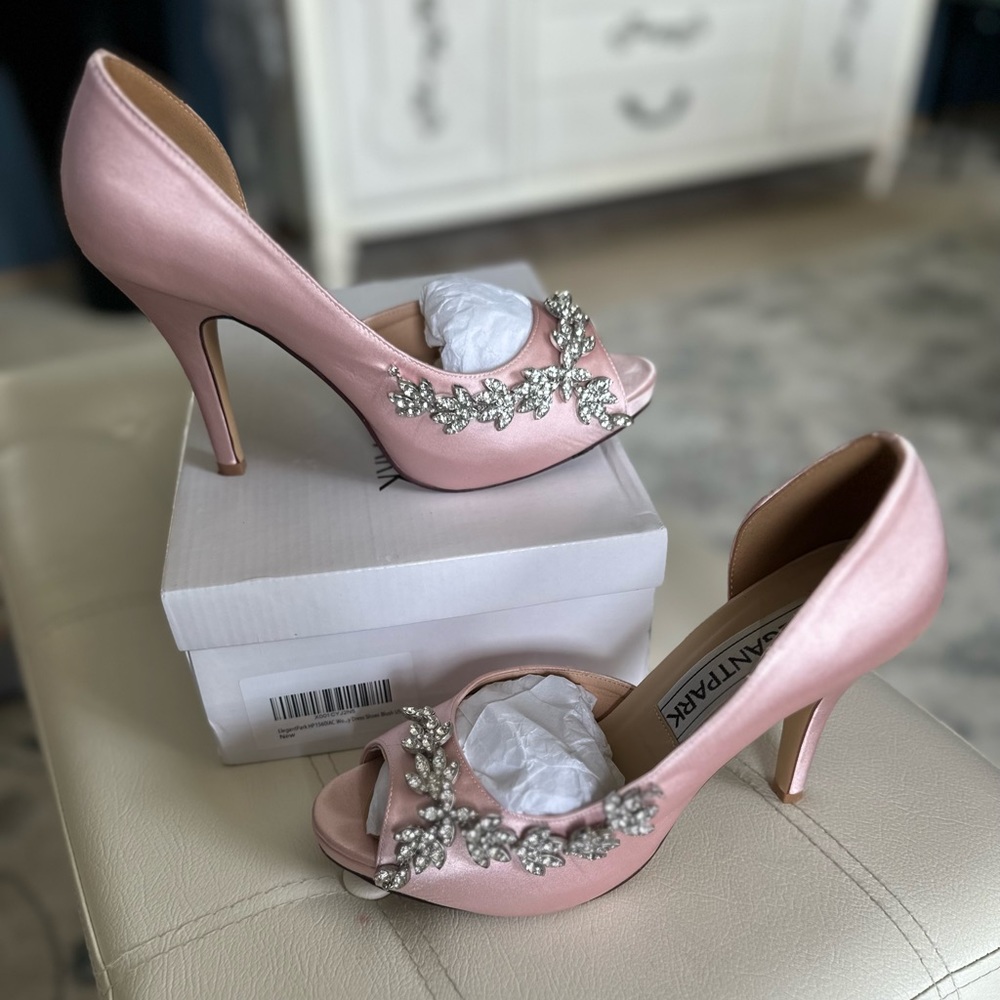 Elegant Park blush colored peep toe embellished pumps. Worn once.